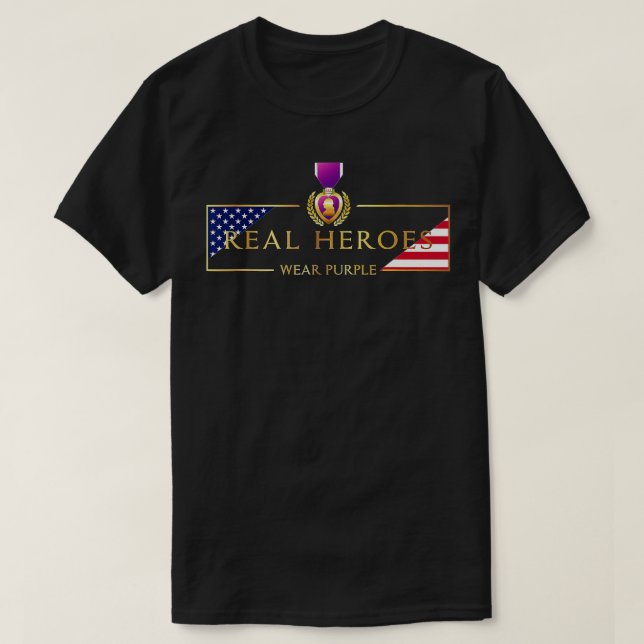 T-shirt Militaire coeur pourpre Véritables héros portent v (Design devant)