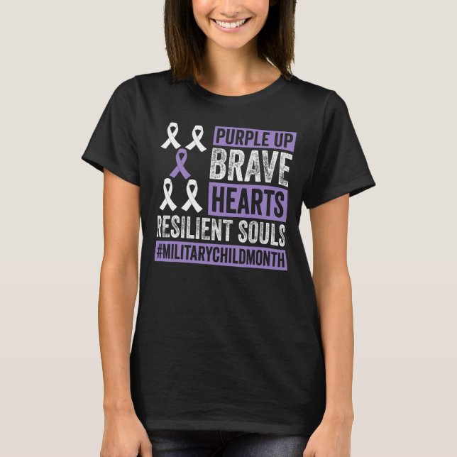 T-shirt Militaire Mois de sensibilisation pourpre pour Mil (Devant)