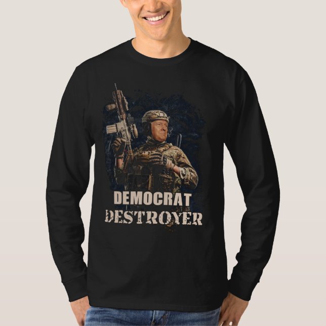 T-shirt Militaire soldat Trump Démocrate Détroyer USA (Devant)