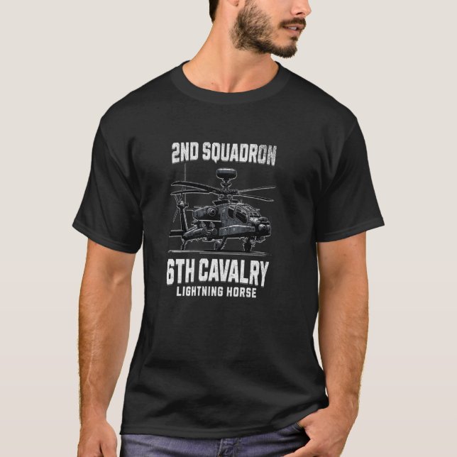 T-shirt Militar d'hélicoptère Apache de 2e escadron 6e cav (Devant)