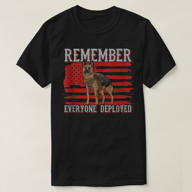 T-shirt Military Dog Service RED Friday Remember Everyone  (Design devant)