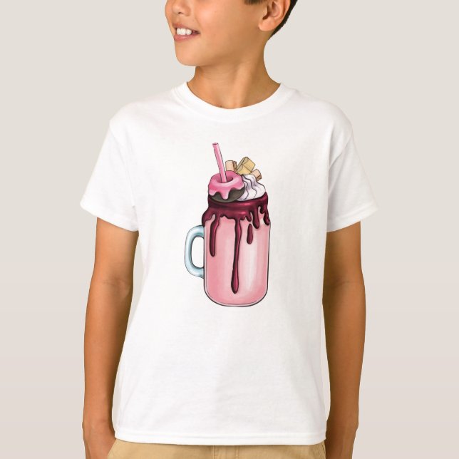 T-shirt Milkshake aux fraises extrêmes (Devant)