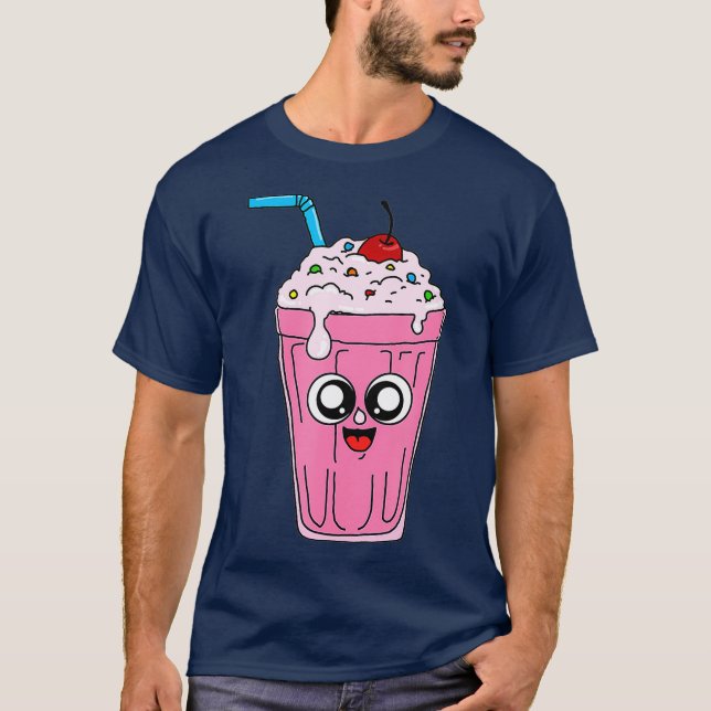 T-shirt Milkshake frais avec cadeau visage pour Milkshakes (Devant)