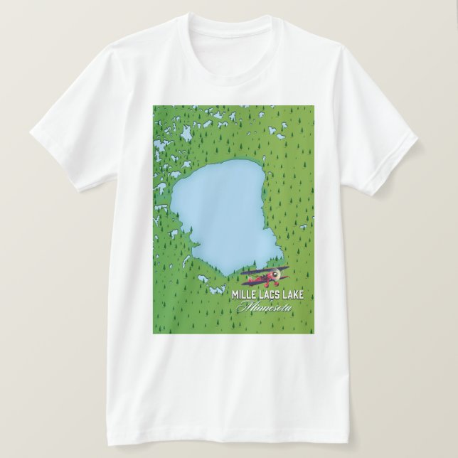 T-shirt mille lacs Minnesota plan de voyage. (Design devant)