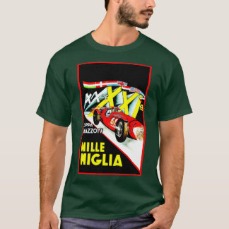 T-shirt MILLE MIGLIA Vintage Auto Racing Publicité Imprime