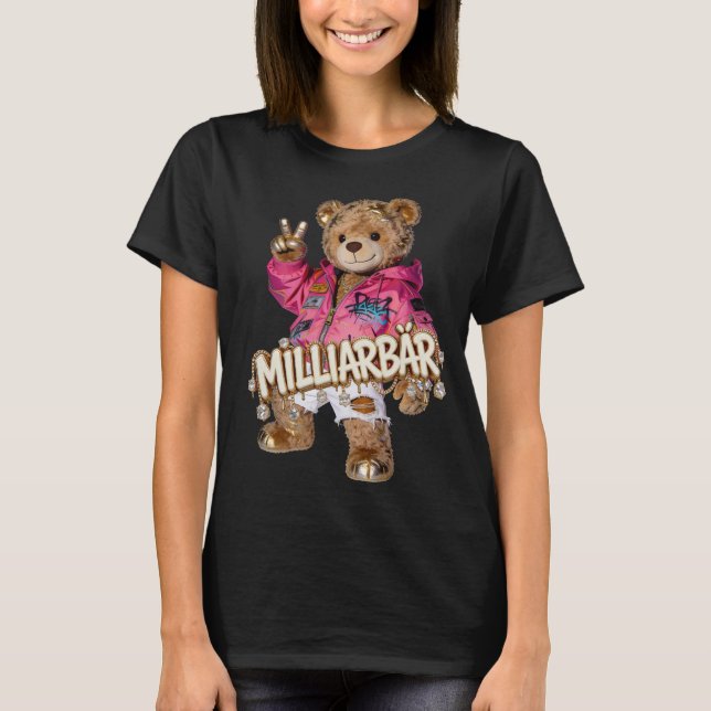 T-shirt MILLIARBÄR Streetwear | Pink Bomber Graffiti Teddy (Devant)