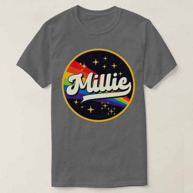 T-shirt Millie Rainbow Dans L'Espace Style Vintage (Design devant)