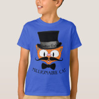 MILLIONAIRE CAT Cartoon Mustache Cat Boys Tee