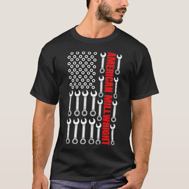 T-shirt Millwright Design Patriotic US American Flag Gift  (Devant)