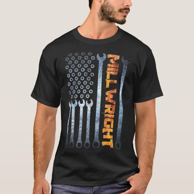 T-shirt Millwright Tools Patriotic American Flag Millwrigh (Devant)