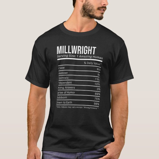 T-shirt millwright Valeurs nutritionnelles Valeur nutritiv (Devant)