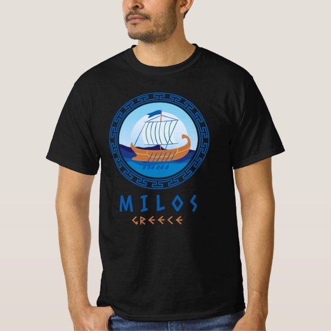 T-shirt Milos, Grèce Conception de bateau grec Hommes (Devant)