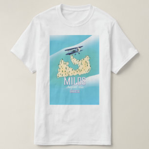 T-shirt Milos, île grecque Carte art affiche de voyage.