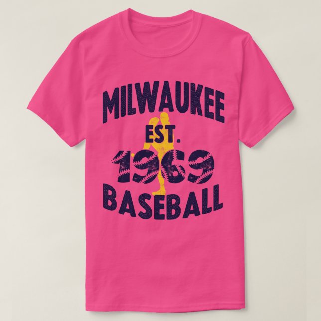 T-shirt Milwaukee Baseball Est 1969 Baseball Pitcher Vinta (Design devant)