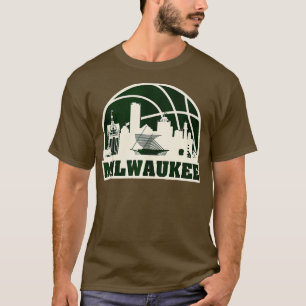 T-shirt Milwaukee Basketball Vintage Milwaukee Cityscape