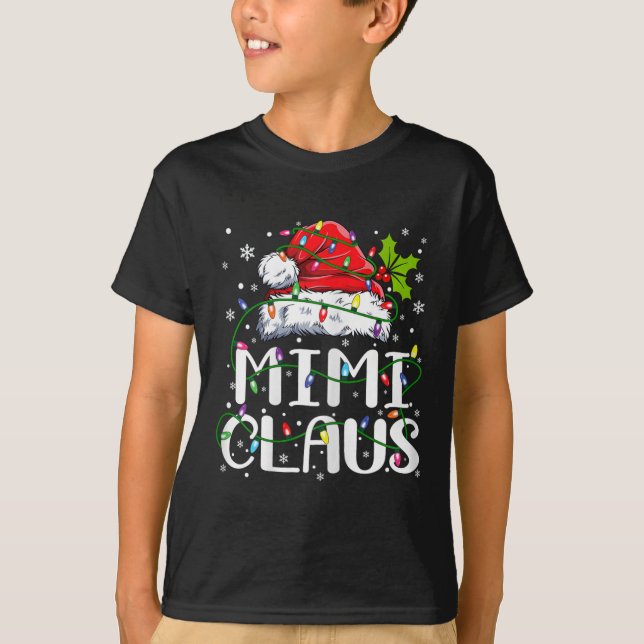 T-shirt Mimi Claus Lumières de Noël Pyjama Famille corresp (Devant)