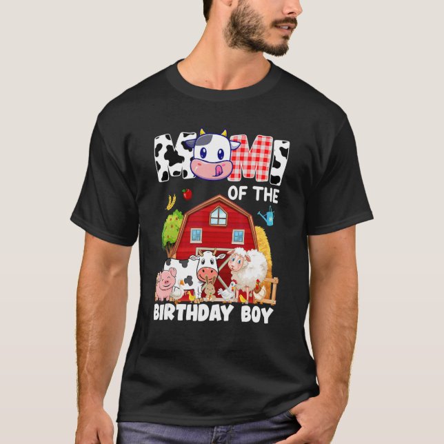T-shirt Mimi De L'Anniversaire Boy Farming Cow Famille Mat (Devant)