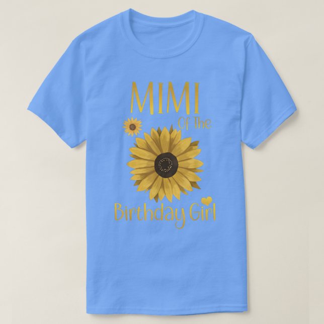 T-shirt Mimi De L'Anniversaire Fille Tournesol Famille Mat (Design devant)