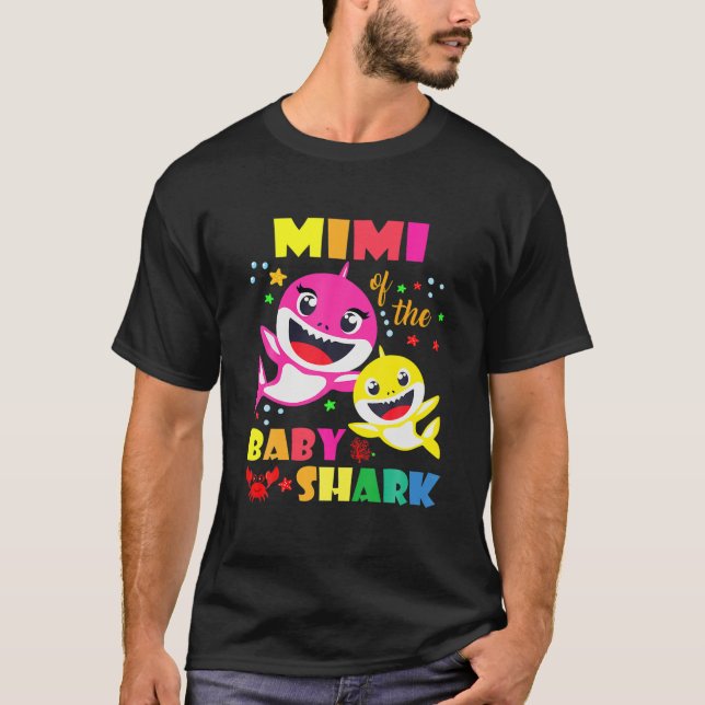 T-shirt Mimi De L'Anniversaire Requin Papa, Maman Qui Corr (Devant)