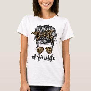T-shirt Mimi Life Empreinte de léopard de lunettes de band