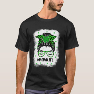 T-shirt Mimi Messy Bun St Patrick's Day Funny Irish Lucky