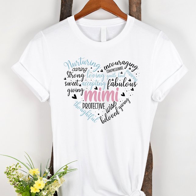 T-shirt Mimi Mot Cloud Coeur rose Grand-mère (Créateur téléchargé)