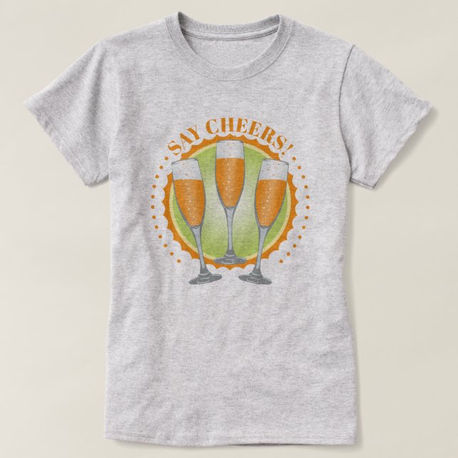 T-shirt Mimosa Orange Champagne Glasses (Design devant)