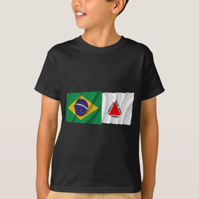 T-shirt Minas Gerais et drapeaux de ondulation du Brésil (Devant)