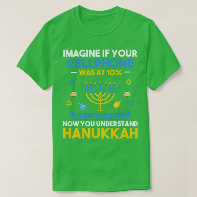 T-shirt Mince Hanoukka Chanukah Cellphone Menorah Hanoukka (Design devant)