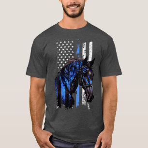 T-shirt Mince Ligne bleue Montée Police Patriotique