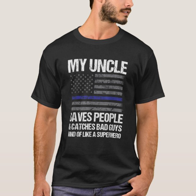 T-shirt Mince Ligne Bleue Officier de Police Oncle T Chemi (Devant)