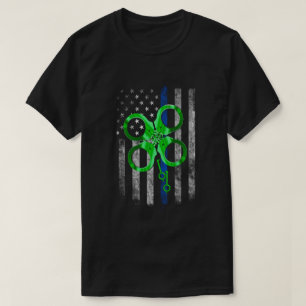 T-shirt Mince Ligne Bleue Police St Patrick's Day Clover