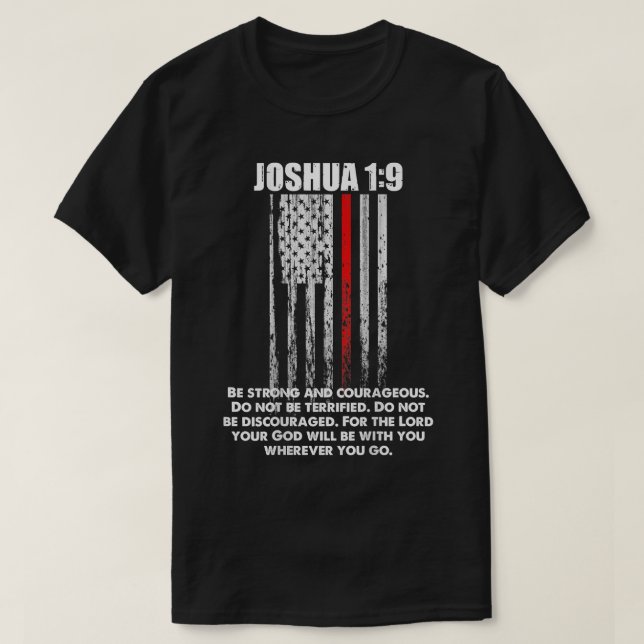 T-shirt Mince ligne rouge pompier Bible Verse Christian (Design devant)
