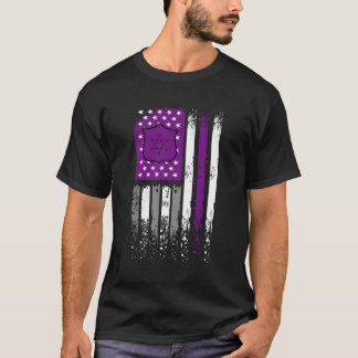 T-shirt Mince ligne violet agent de sécurité Garde de sécu