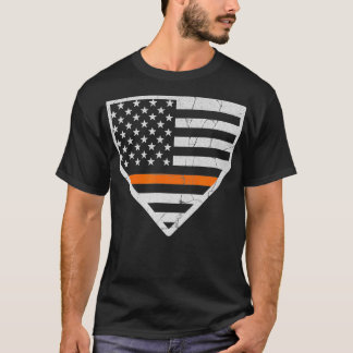 T-shirt Mince Orange Line US Drapeau Baseball Home Plate