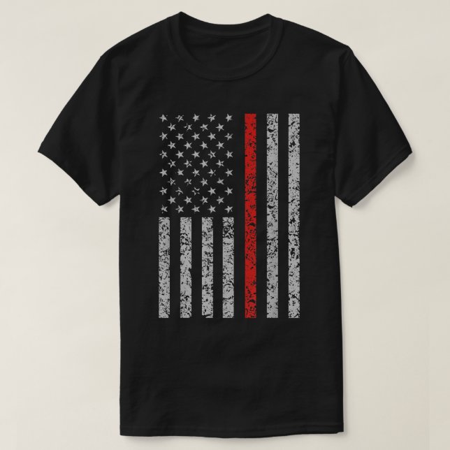 T-shirt Mince Red Line Firefighter drapeau américain   (Design devant)