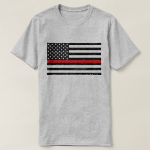 T-shirt Mince Red Line Grungy drapeau américain