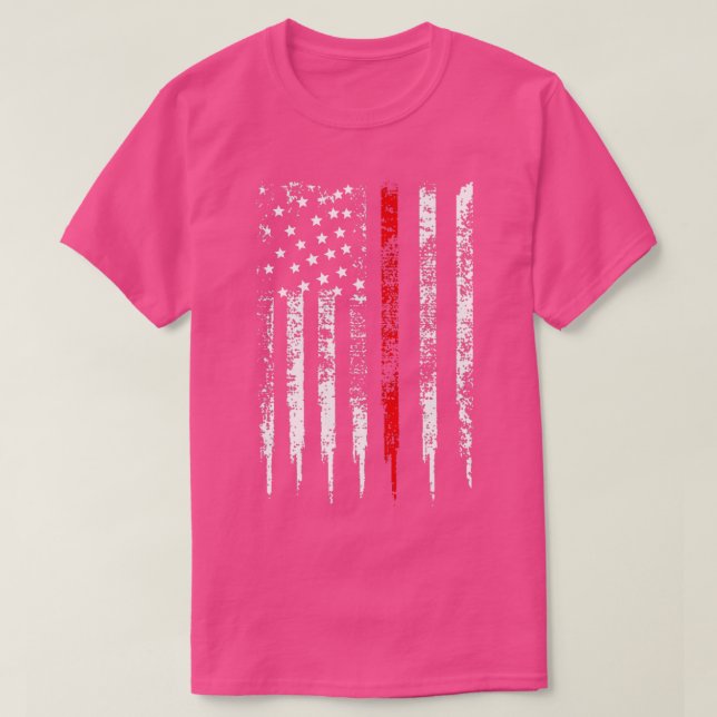 T-shirt Mince Red Line US Drapeau Distressed Firefighter C (Design devant)