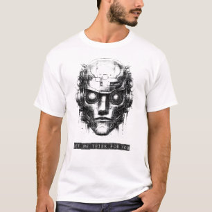 T-shirt Mind Control Cyberpunk Robot Black Print Homme
