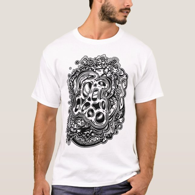 T-shirt Mind Melting Trippy noir et blanc Abstrait (Devant)