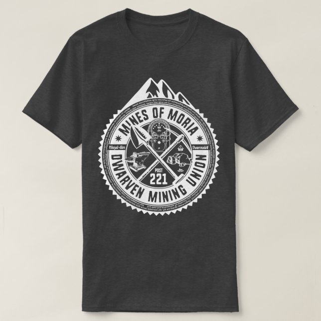 T-shirt Mines de Moria Dwarven Union minière (Design devant)