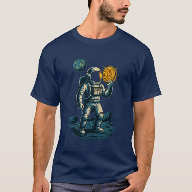 T-shirt Mineur Bitcoin dans l'espace - conception astronau (Devant)