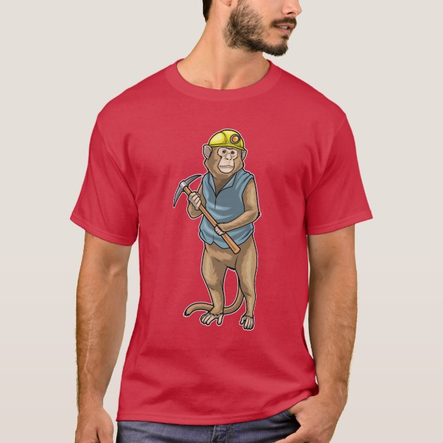 T-shirt Mineur de singe Pickaxe (Devant)