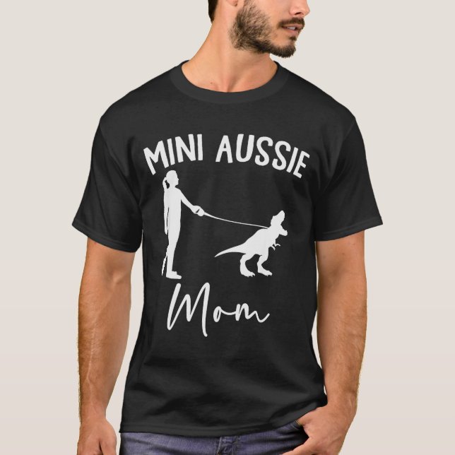 T-shirt Mini Aussie Maman Berger Australien Chien Dinosaur (Devant)