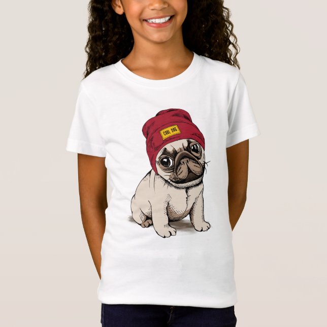 T-Shirt Mini carlin de hippie de chiot (Devant)