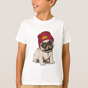 T-shirt Mini carlin de hippie de chiot