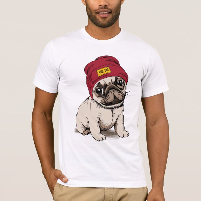 T-shirt Mini carlin de hippie de chiot (Devant)