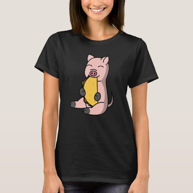 T-shirt Mini Cochon Mangeant Un Animal De Compagnie Taco (Devant)