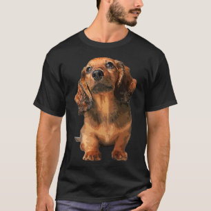 T-shirt Mini Dachshund Long Haired Shaded Chien rouge Chie