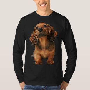 T-shirt Mini Dachshund Long Haired Shaded Chien rouge Chie